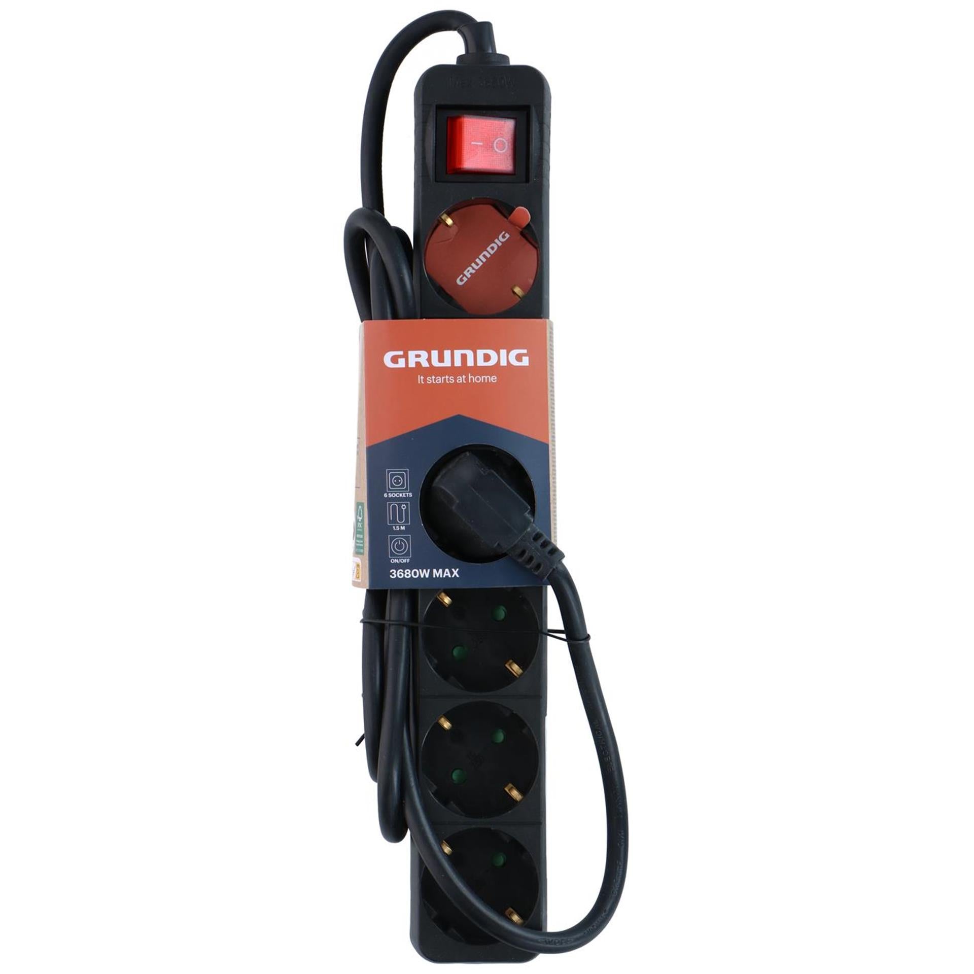 Grundig - Grundig stekkerdoos schakelaar 6-voudig