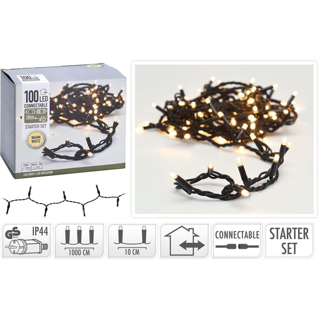 S.i.a. koppelbare kerstverlichting starter set 100 leds 10m ip44