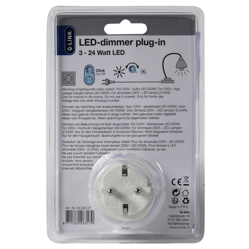 Q-Link - Q-Link universeel stekkerdimmer led 3-24w