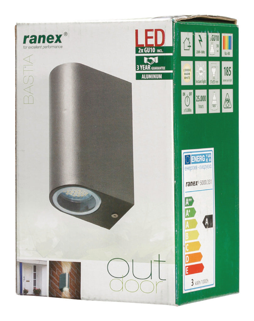 Ranex led wandlamp voor buiten 6 w 230 lm donkergrijs | 1 stuks - ra-5000331 - ra-5000331