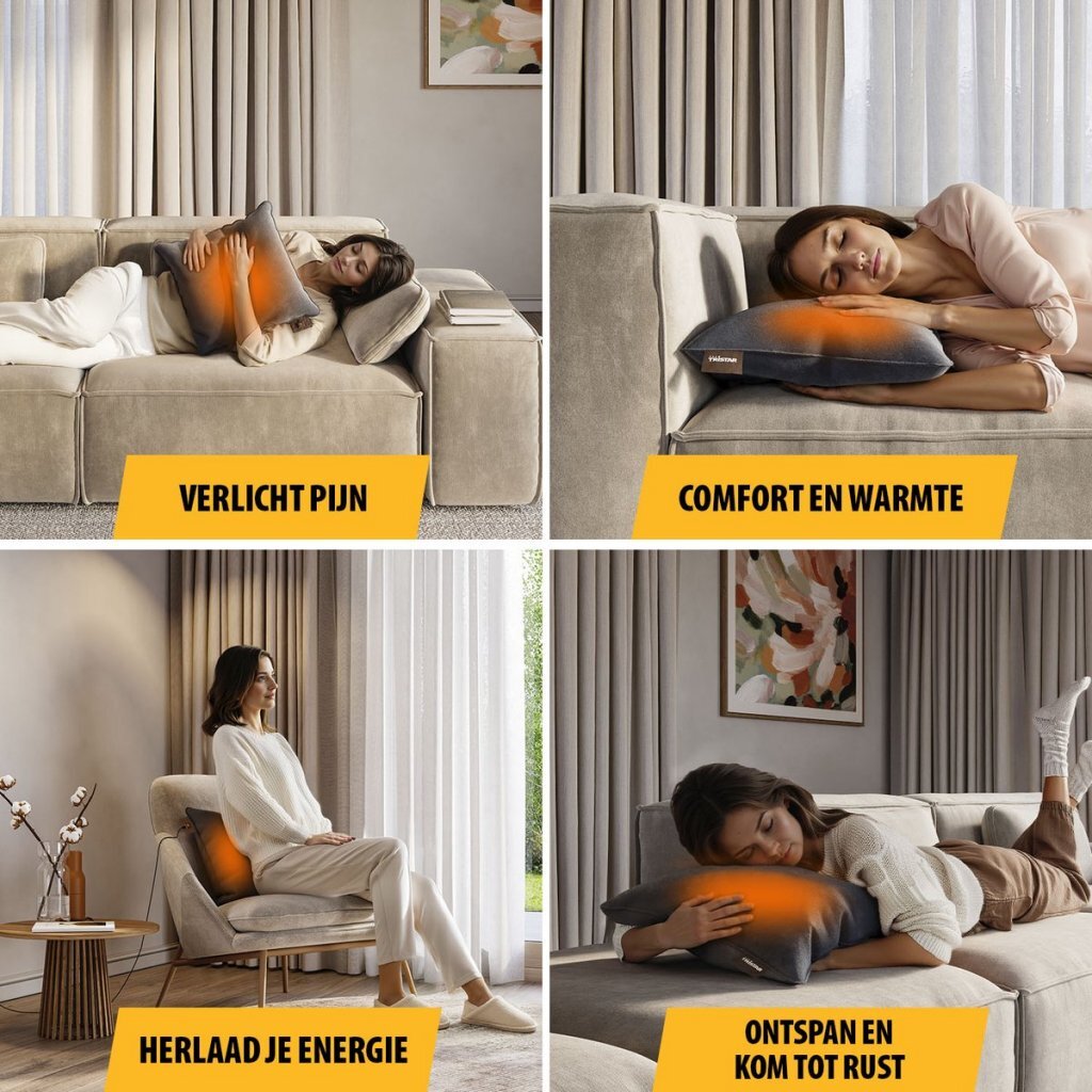 Tristar - Tristar bw-4792 warmtekussen 45x45 cm met powerbank grijs