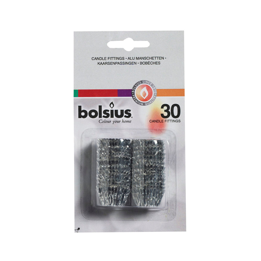 Bolsius kaarsenpassingen blister 30 stuks zilver
