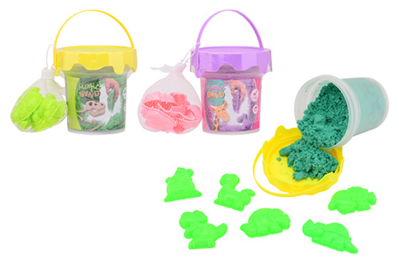 Johntoy magisch zand in emmer met 6 accessoires - assorti