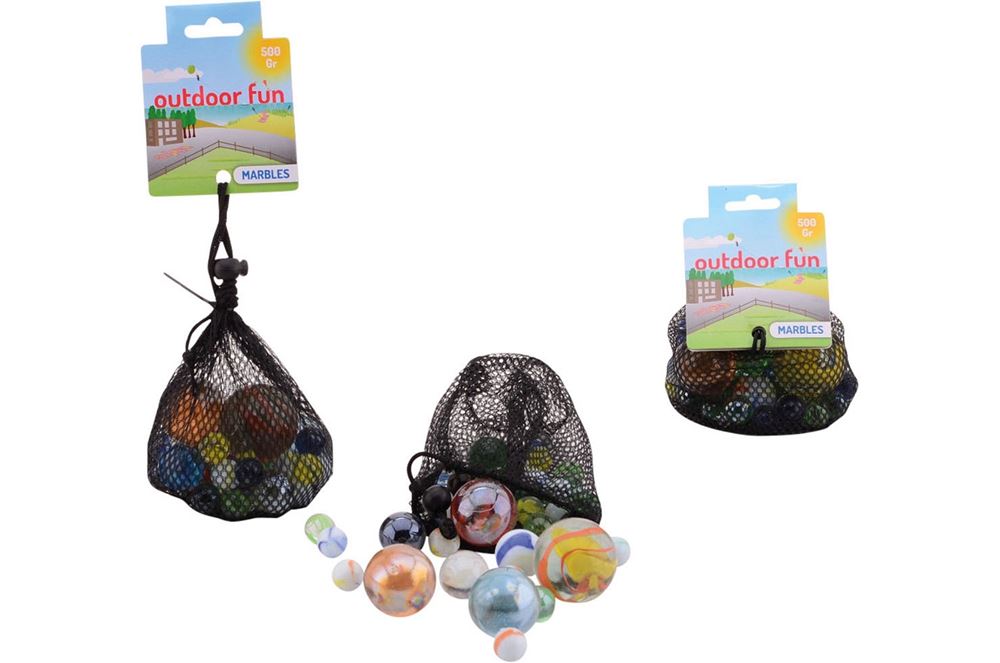 Outdoor fun knikkers in net, 500 gram. 3 | 6 stuks