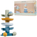 Rubo toys little dutch spiraaltoren blauw - knikkerbaan - 5 delen - 3 ballen - stapeltoren