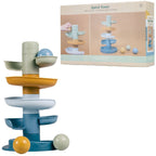 Rubo toys little dutch spiraaltoren blauw - knikkerbaan - 5 delen - 3 ballen - stapeltoren