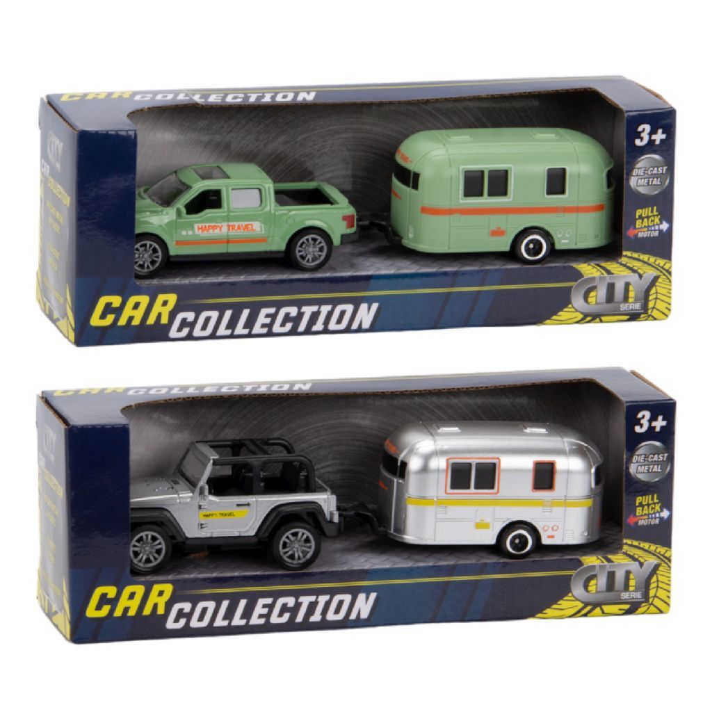 City - City car collection die-cast pick-up met trailer 1:50