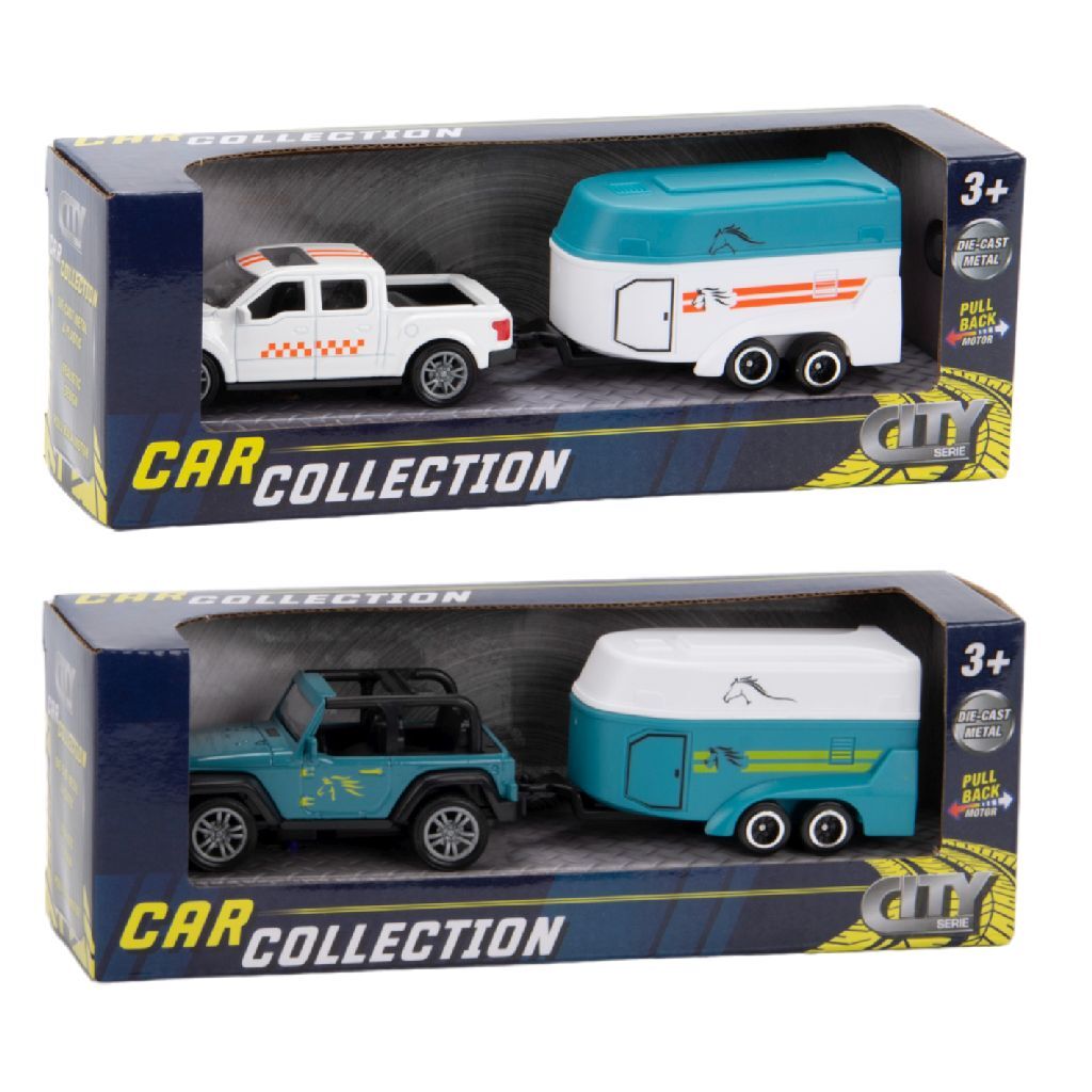 City - City car collection die-cast pick-up met paardentrailer 1:50