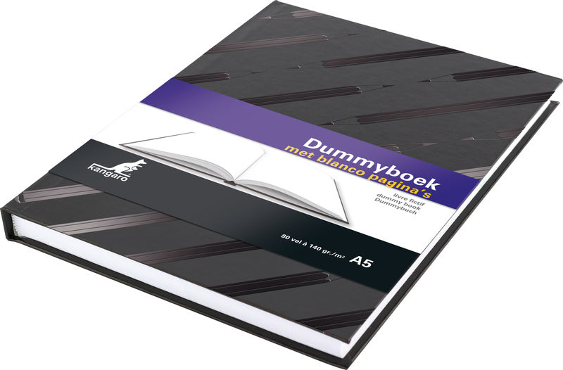Kangaro dummyboek - a5 - zwart met design - 160 blanco pagina's - hard cover