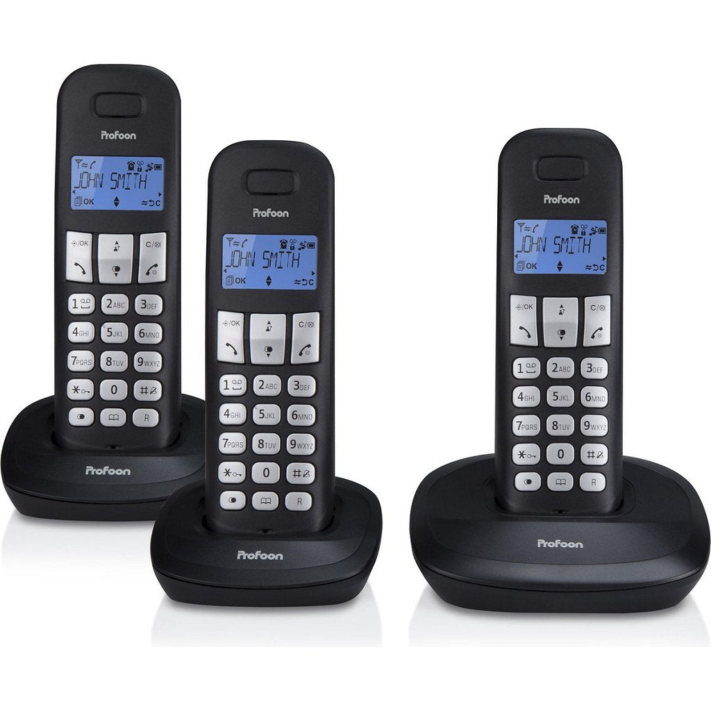 Profoon pdx-1130 dect telefoons 3 stuks zwart