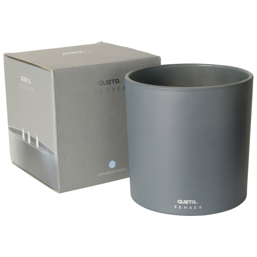 Gusta geurkaars lotus 15 branduren 15 cm grijs