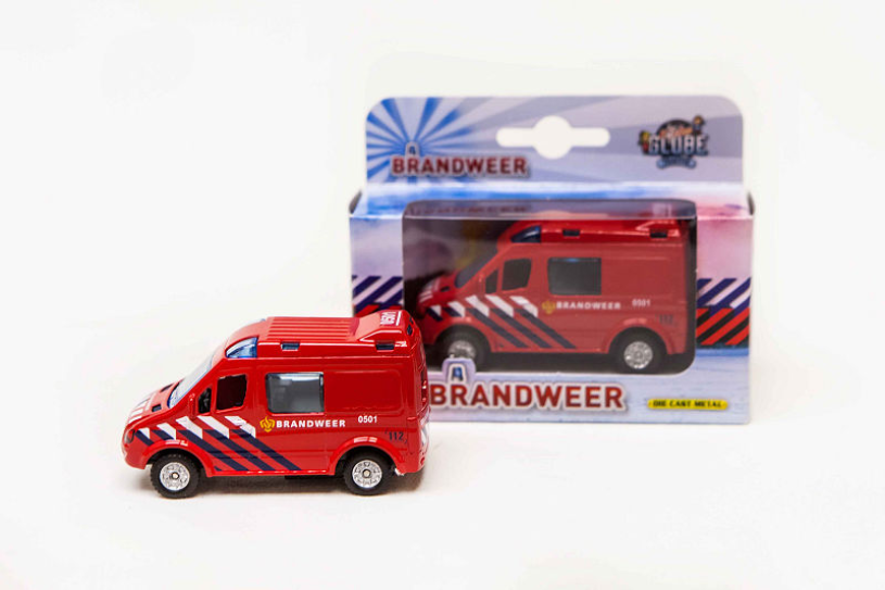 Kids globe die-cast pull-back brandweer 8 cm.