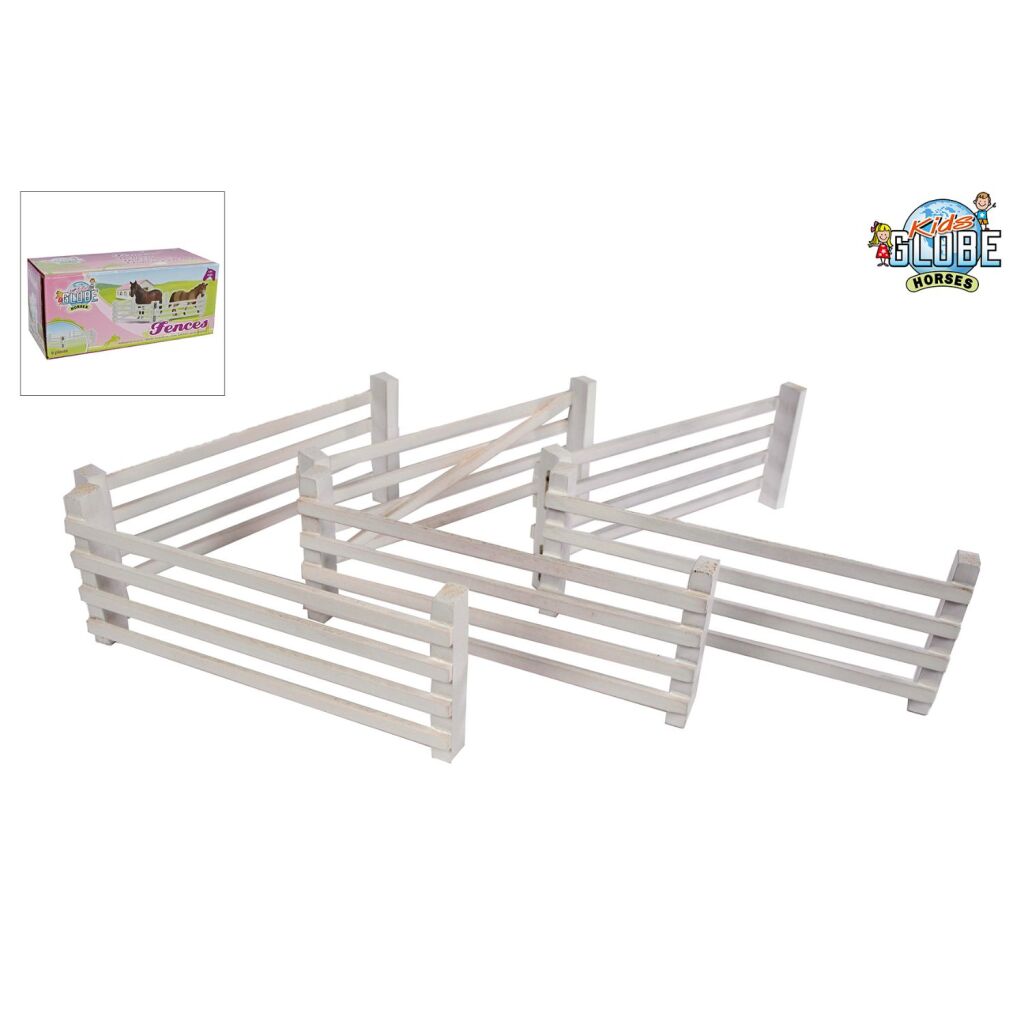 Kids globe horses houten hekken 6 stuks wit
