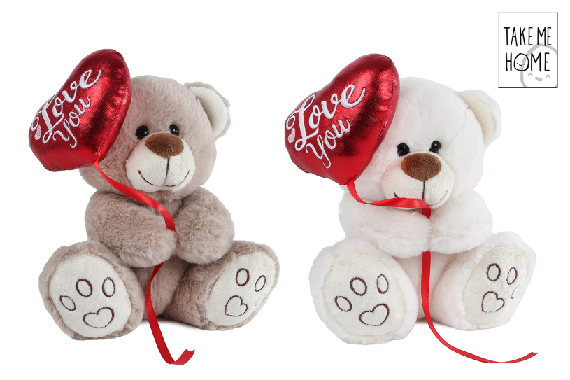 Take me home beer met ballonhart pluche 20cm 2 assorti