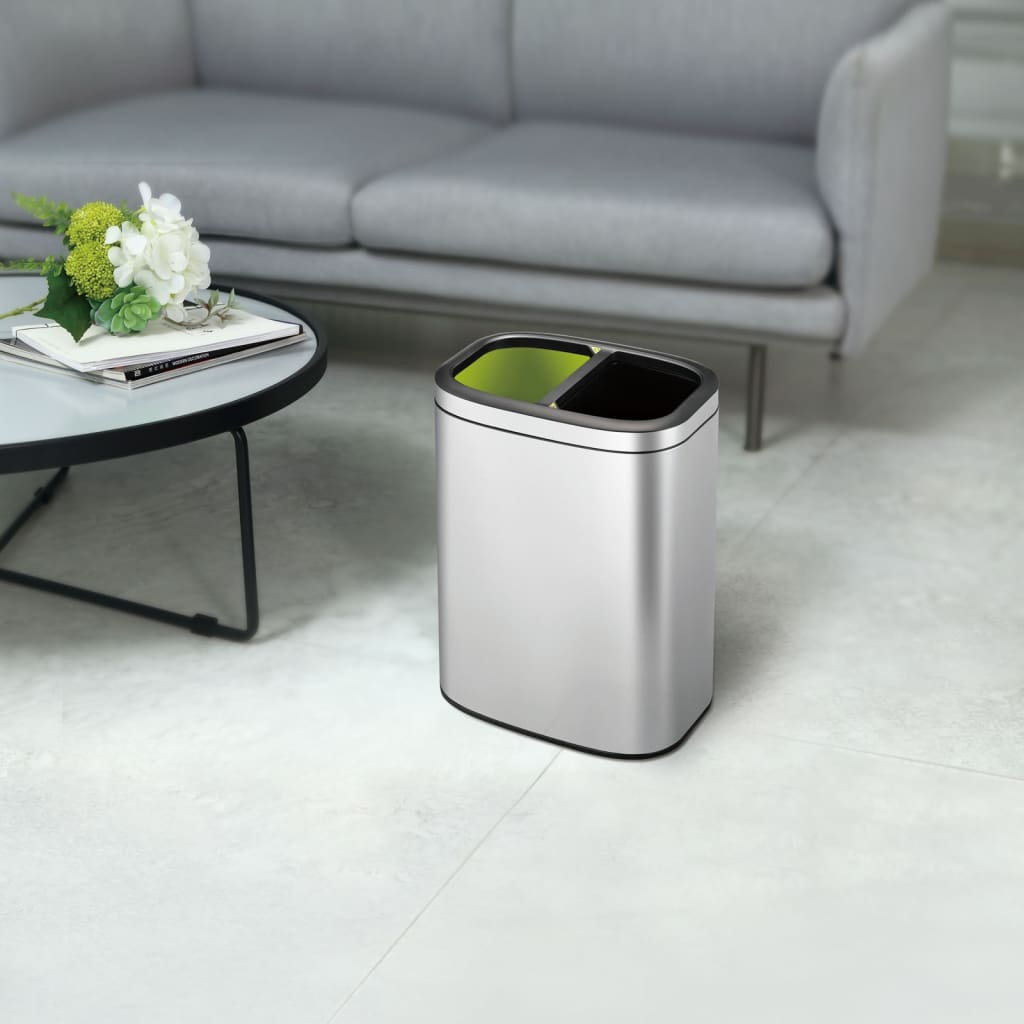 EKO EKO Afvalbak OLI-Cube 2x10 L matzilverkleurig