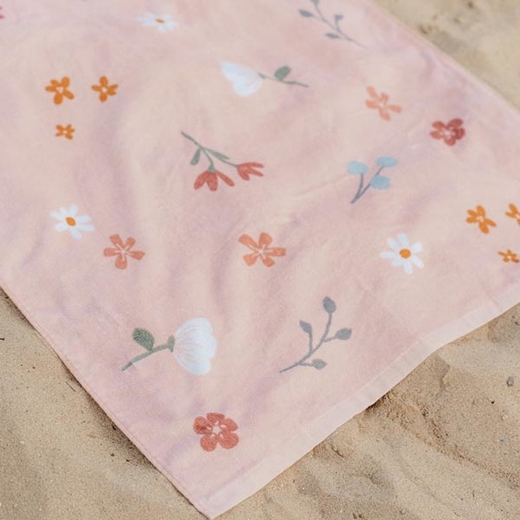 / Sans Marque - / Sans Marque Little dutch pink flowers strandlaken 60x120 cm lichtroze