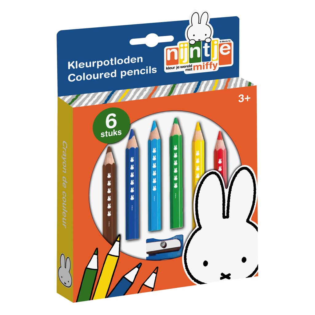 Bambolino nijntje kleurpotloden 6 stuks + puntenslijper