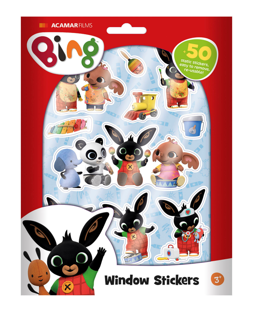 Bambolino bing verplaatsbare raamstickers - 45+ stuks - 4 vellen - met speelachtergrond - peuter en kleuter speelgoed - knutselen - voor meisjes en jongens - vanaf 3 jaar - speelgoed kinderen - totum