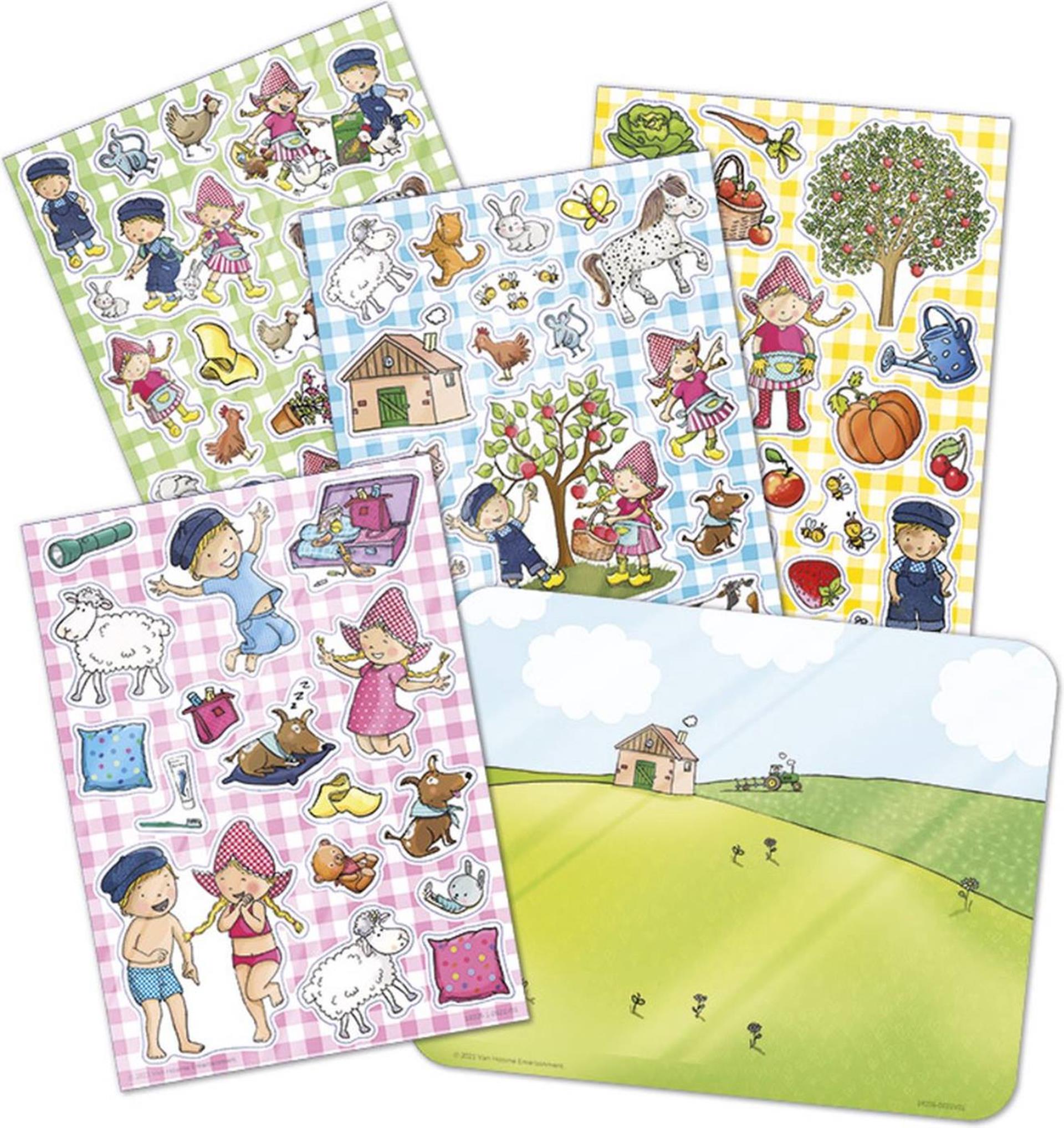 Fien & Teun - Fien & Teun raamstickers niet permanente verplaatsbare stickers - met speelachtergrond - vanaf 3 jaar - bambolino toys