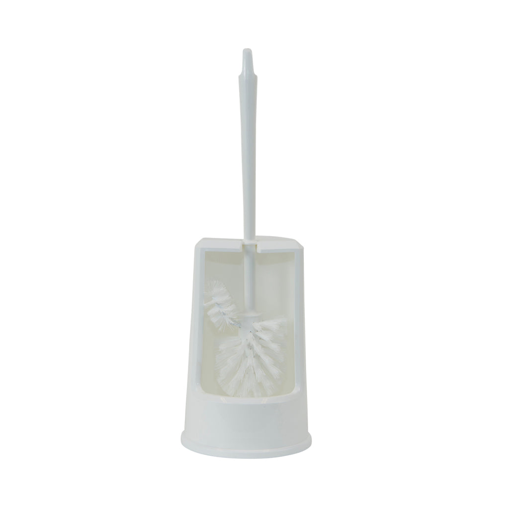 Toiletborstel met houder met randreiniger wit | 2 stuks