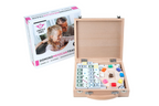 Domino mexican train in houten koffer