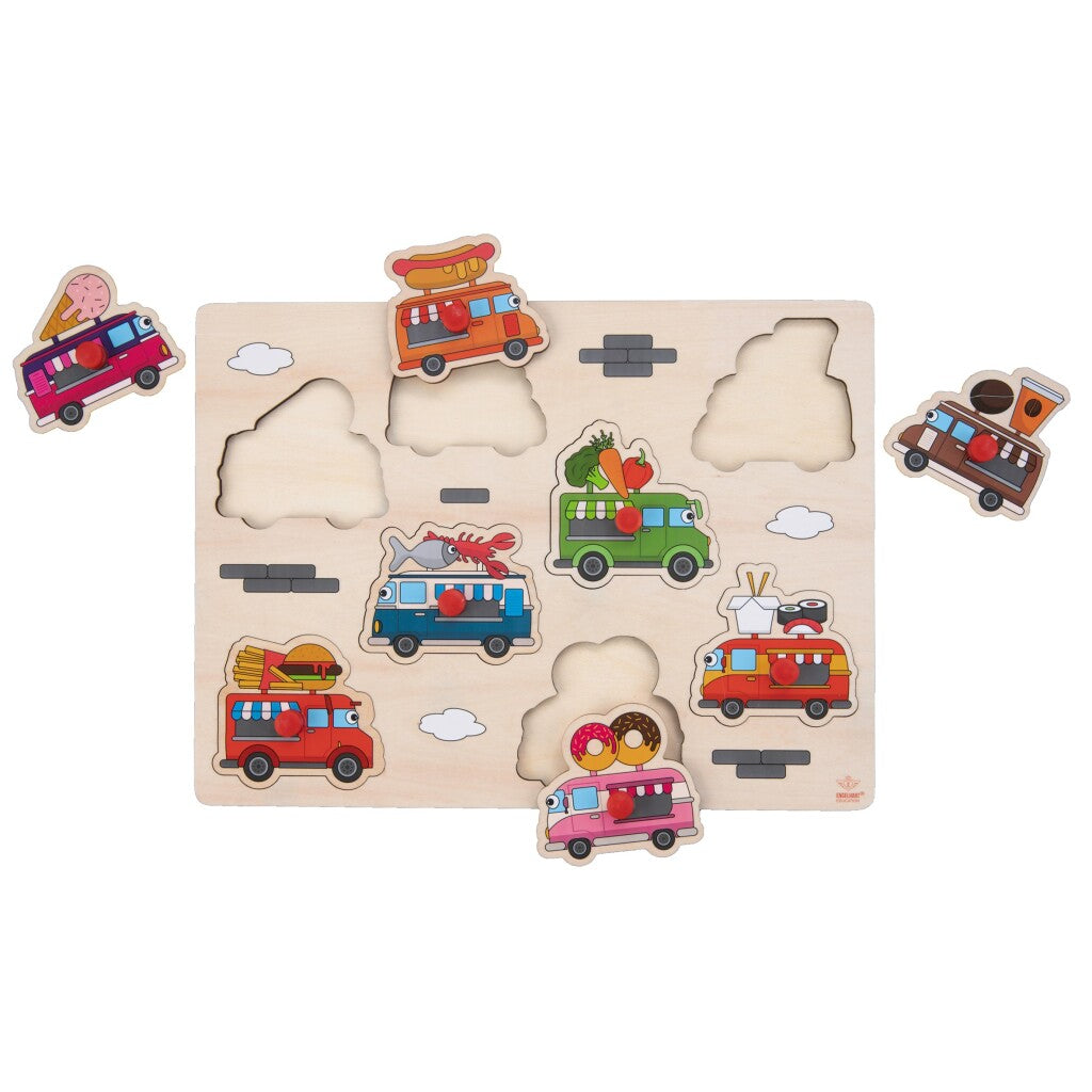 Engelhart houten knoppuzzel foodtruck 30x23cm