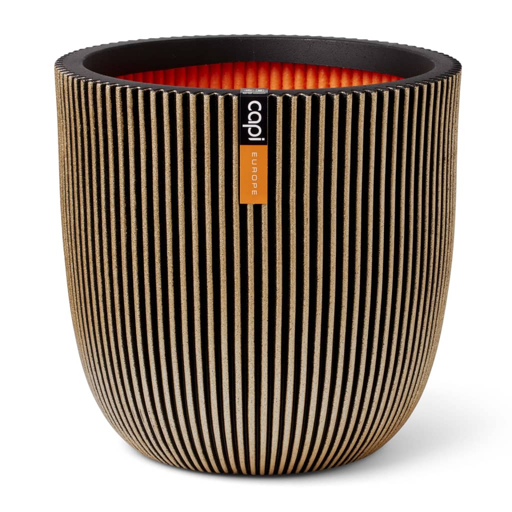 Capi plantenbak groove 35x34 cm zwart en goudkleurig