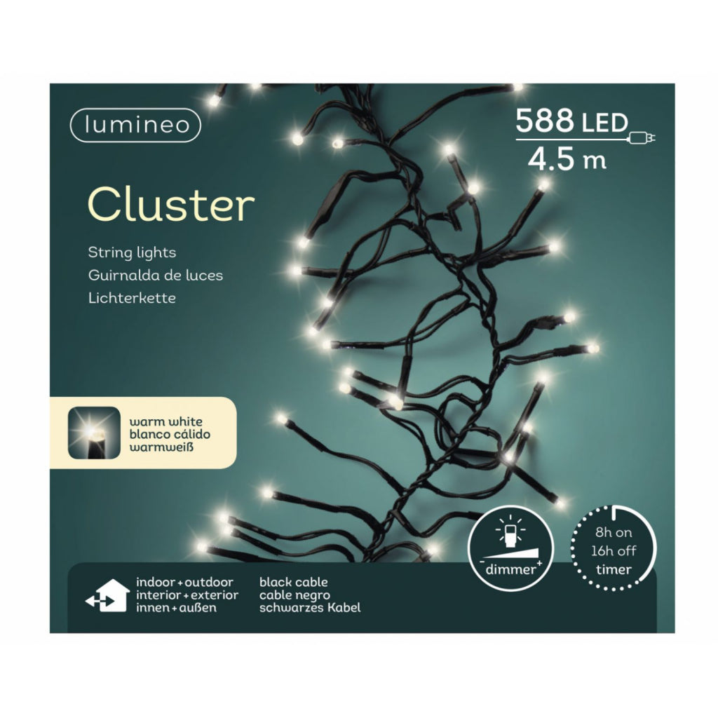 Lumineo kerstverlichting cluster warm-wit 588led