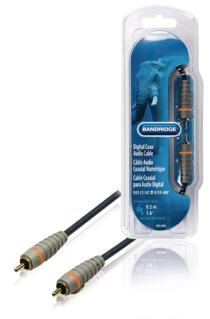 Bandridge digitale audiokabel rca male naar rca male 0.5 m blauw | 1 stuks - bal4800 bal4800