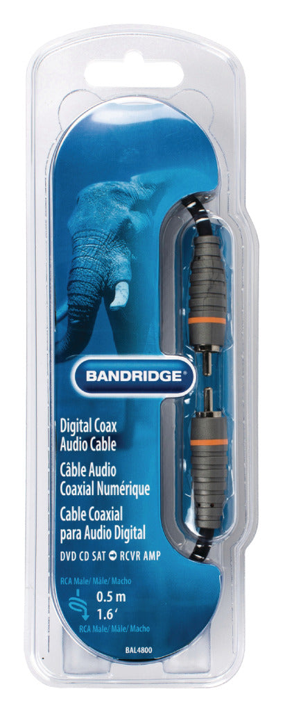 Bandridge digitale audiokabel rca male naar rca male 0.5 m blauw | 1 stuks - bal4800 bal4800