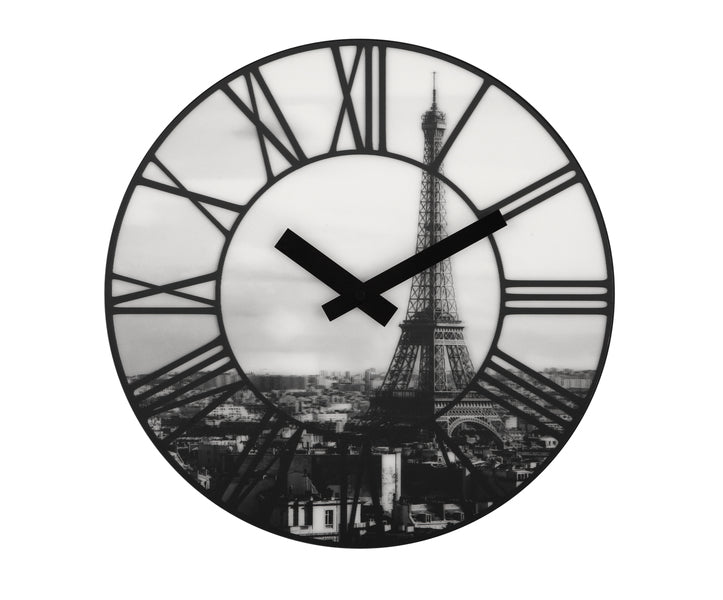 Nextime ne-3004 wandklok dia. 39 cm, plastic, 3d, grijs, #039;la ville #039;