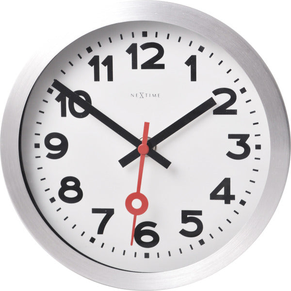Nextime ne-3998ar wandklok dia. 19 cm, geborsteld aluminium, 'station'
