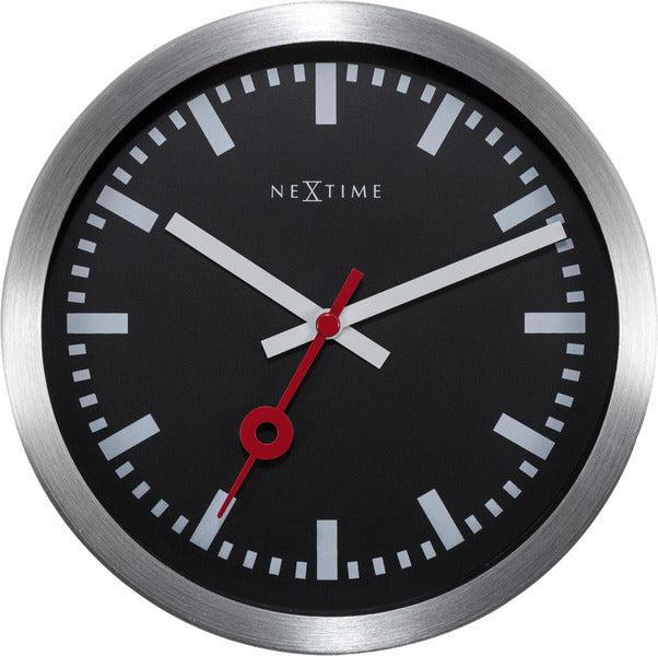 NeXtime - NeXtime station – wandklok – 19 cm – aluminium – zwart