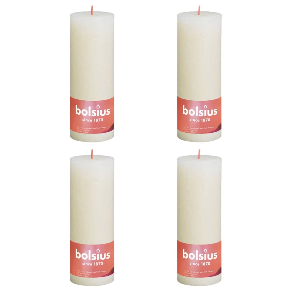 Bolsius Bolsius Stompkaarsen Shine 4 st rustiek 190x68 mm zacht parelkleurig