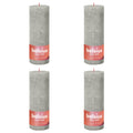 Bolsius Bolsius Stompkaarsen Shine 4 st rustiek 190x68 mm zandgrijs