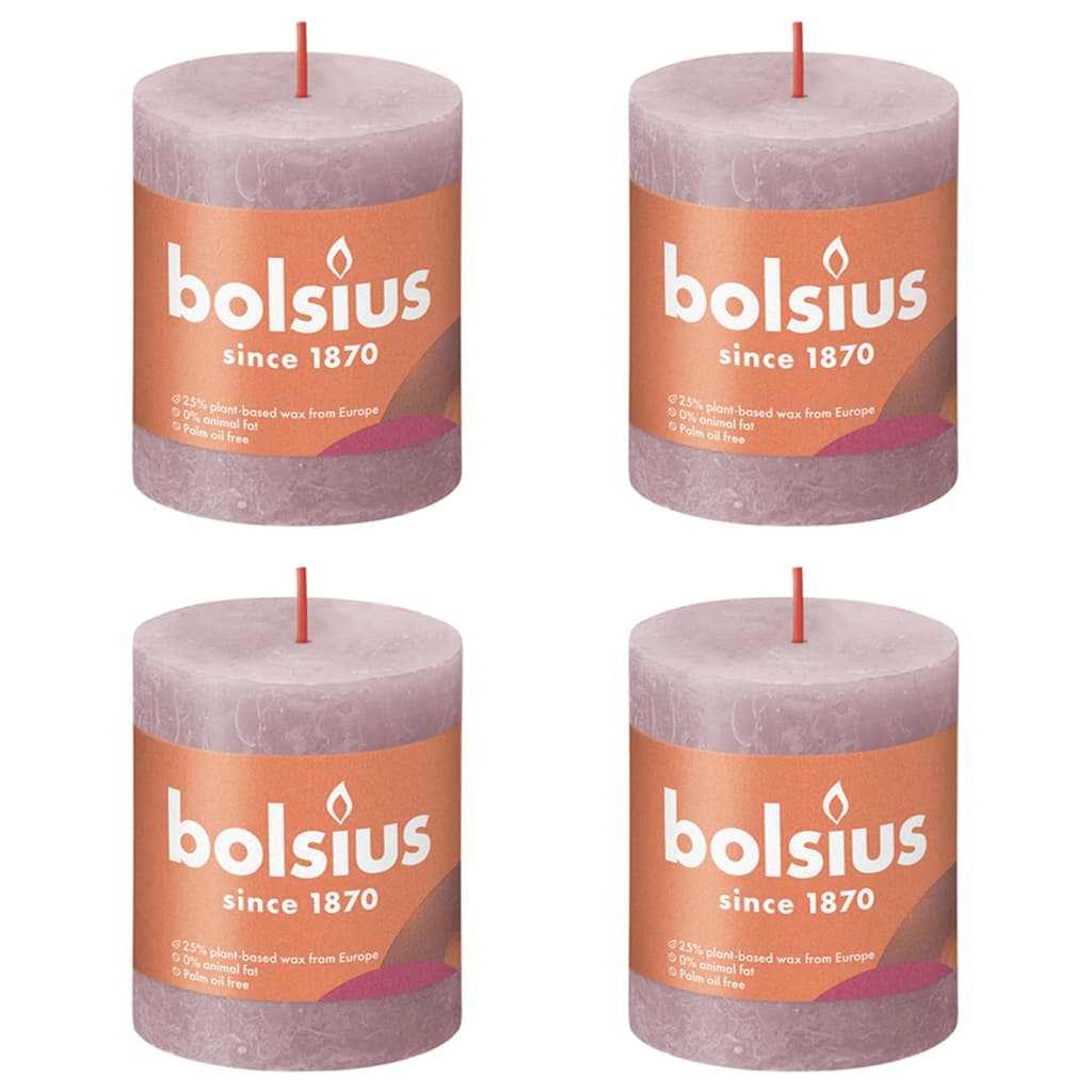 Bolsius Bolsius Stompkaarsen Shine 4 st rustiek 80x68 mm ash rose