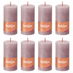 Bolsius Bolsius Stompkaarsen Shine 8 st rustiek 100x50 mm ash rose