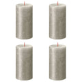 Bolsius Bolsius Stompkaarsen Shimmer 4 st rustiek 130x68 mm champagnekleurig