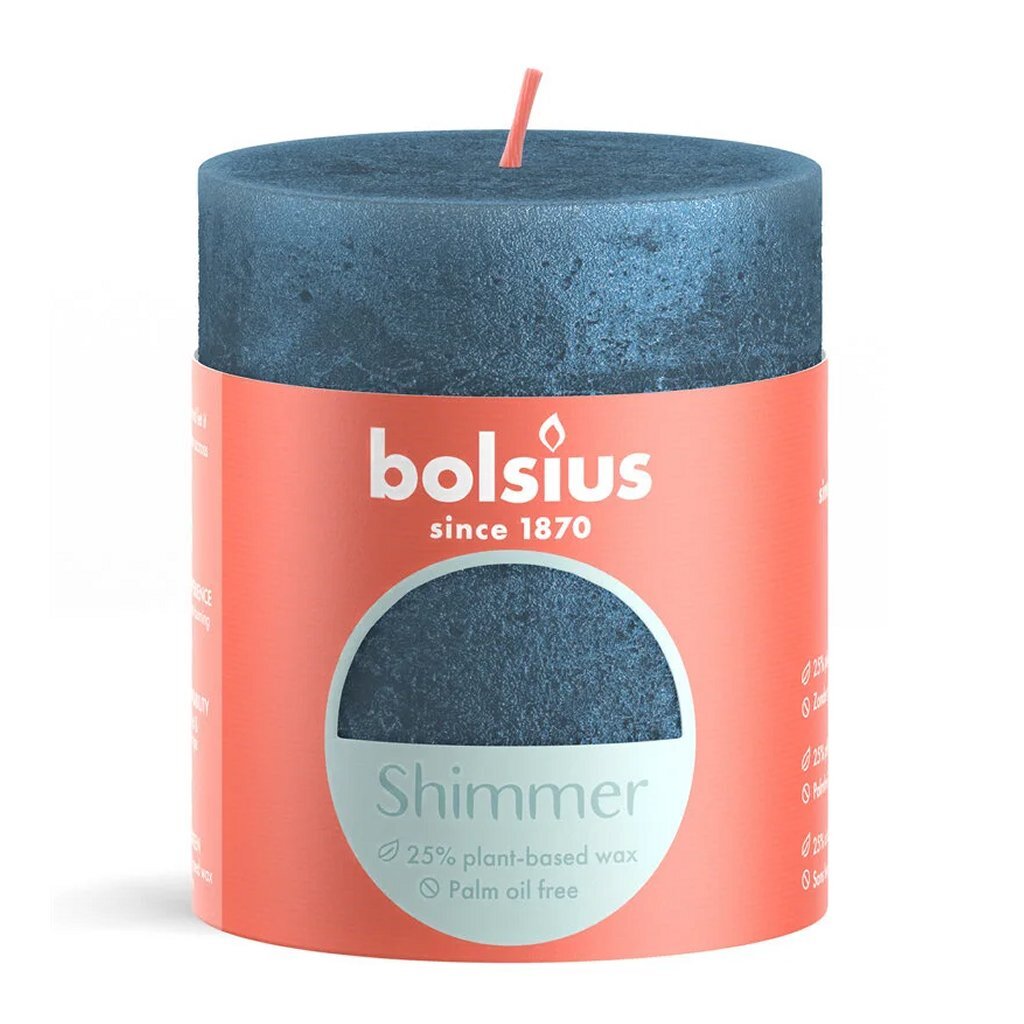 Bolsius stompkaars 80 68 shimmer blue
