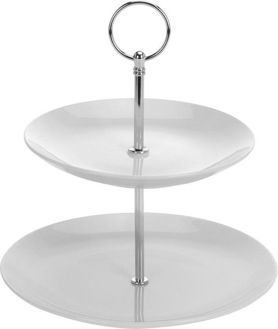 Excellent houseware etagere porselein 2 dlg ø 17 cm + 21 cm hoog 25 cm | 2 stuks