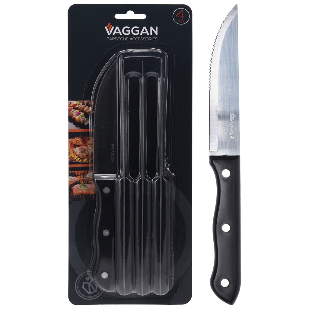 Vaggan - Vaggan steakmessen 4 stuks rvs/zwart
