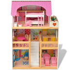 Vidaxl poppenhuis 3 verdiepingen 60x30x90 cm hout