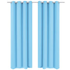 Vidaxl gordijn met metalen ringen verduisterend 270x245 turquoise