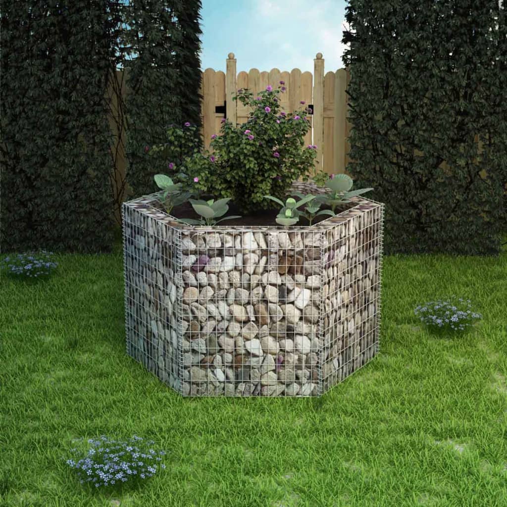 Vidaxl gabion plantenbak verhoogd zeshoekig 160x140x100 cm