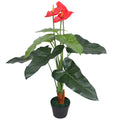 Vidaxl kunst anthurium plant met pot 90 cm rood en geel