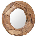 Vidaxl decoratieve spiegel rond 60 cm teakhout