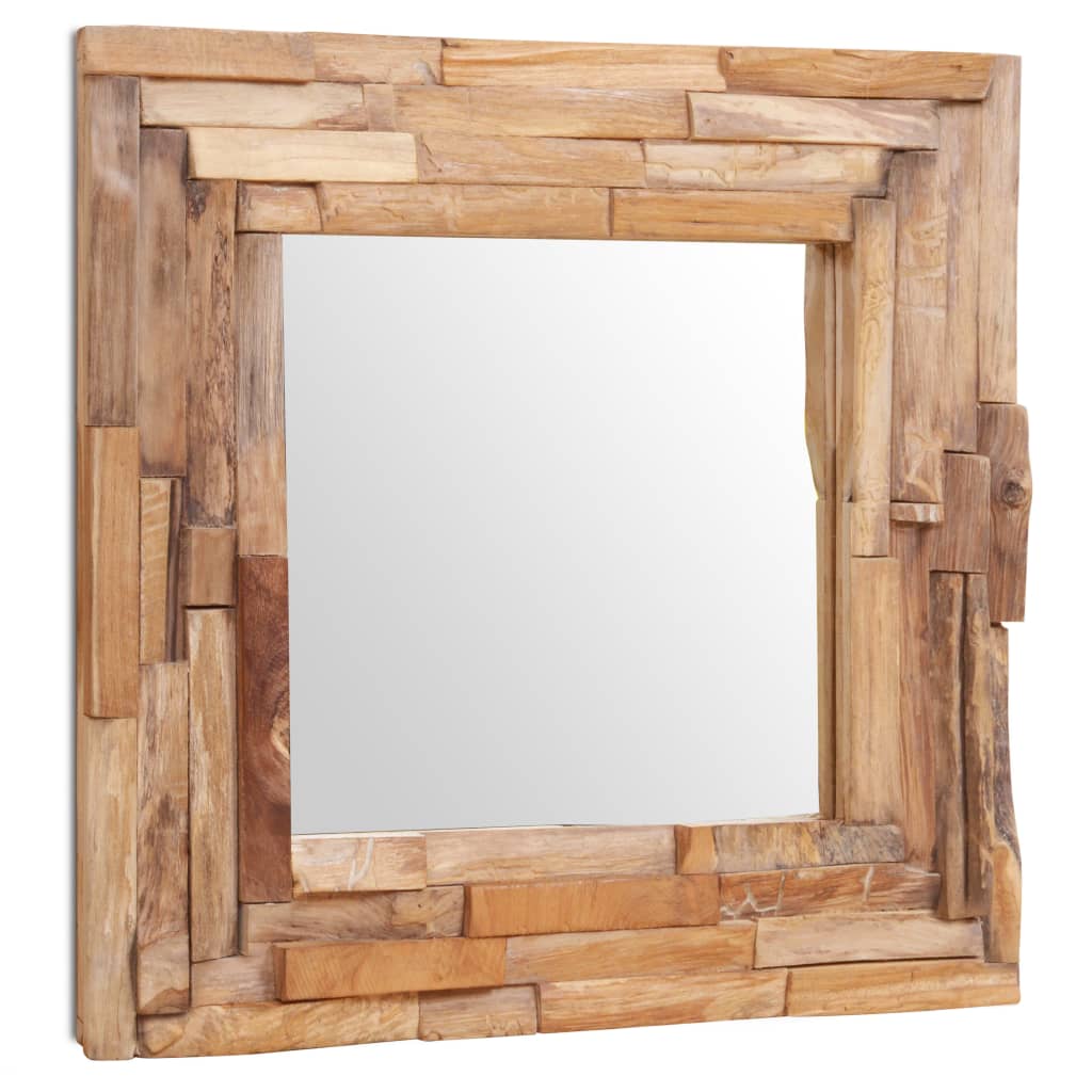 Vidaxl decoratieve spiegel vierkant 60x60 cm teakhout
