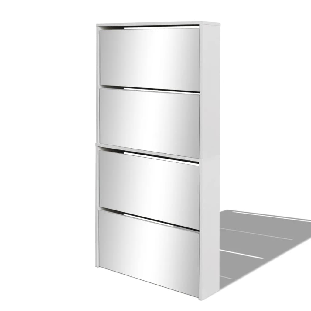 Vidaxl schoenenkast met 4 spiegels 63x17x134 cm wit