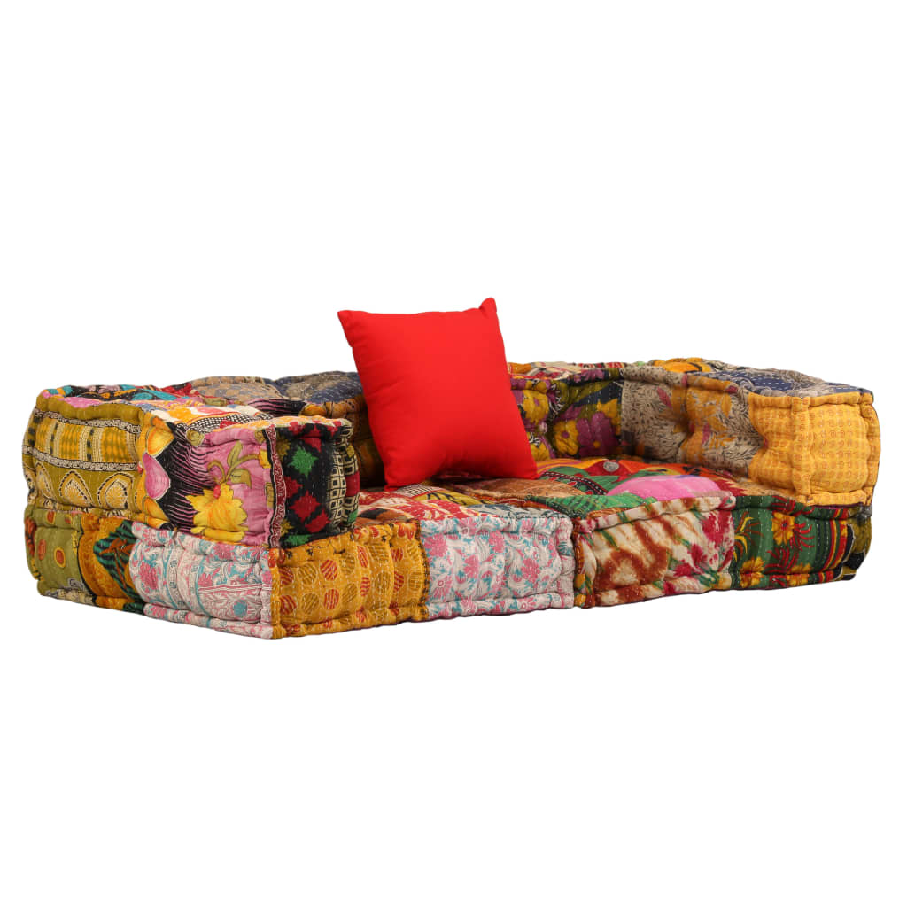 Vidaxl poef tweezits modulair stof patchwork