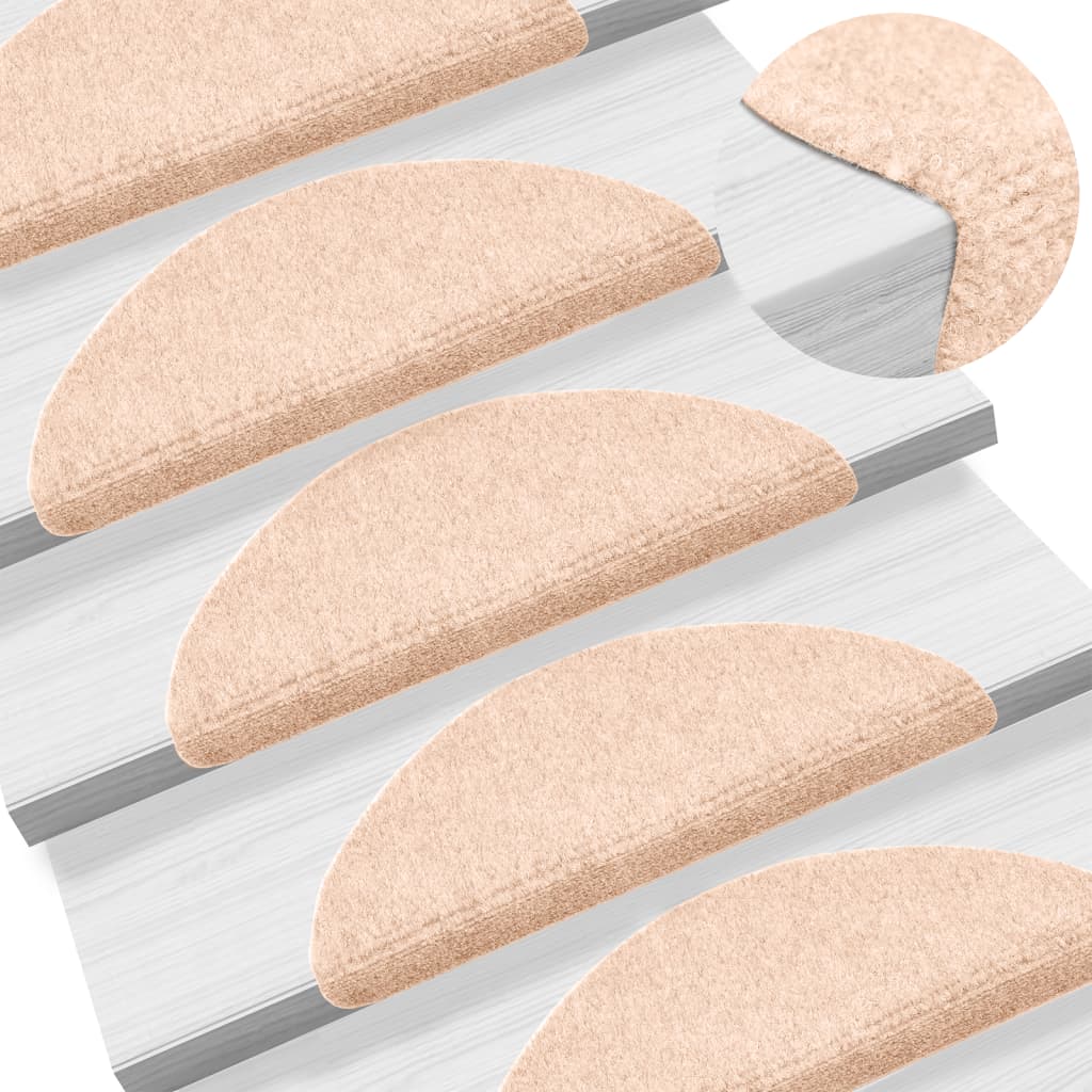 Vidaxl trapmatten zelfklevend 15 stuks 56x17x3 cm lichtbruin halfrond